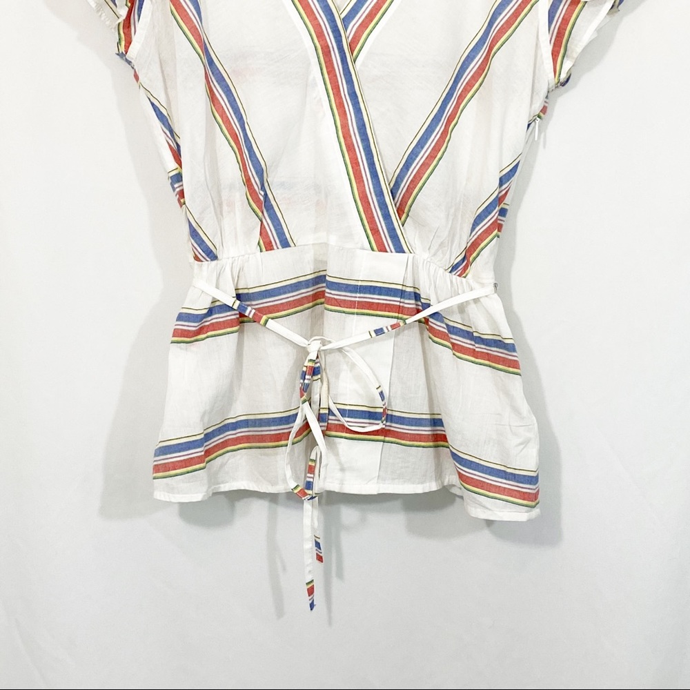 5/$25 NWOT J. Crew Flutter Sleeve Wrap Striped Top - Picture 4 of 8